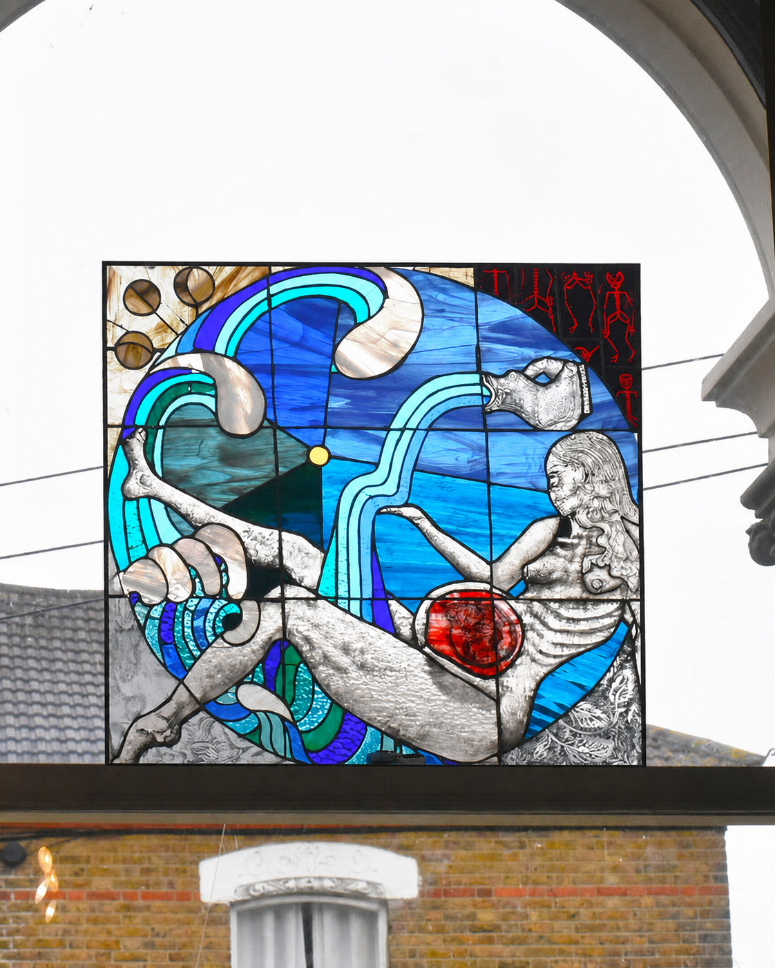 Bubbled World stained glass panel